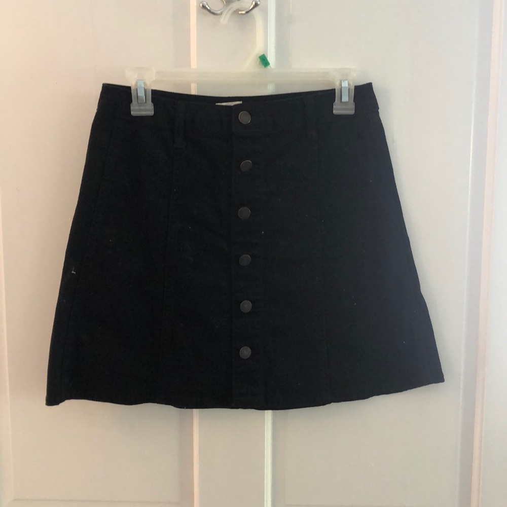 Black button up denim skirt